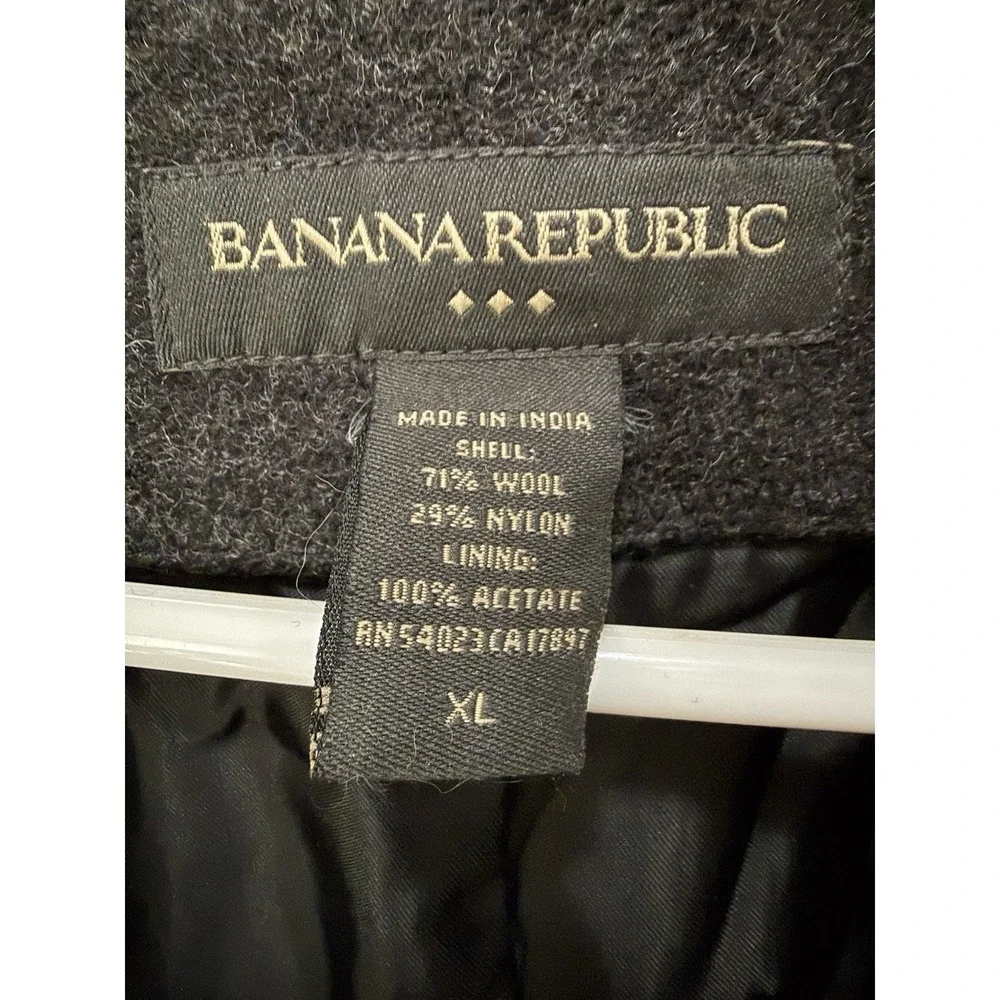 Banana Republic Men's Gray Wool Blend Overcoat XL Lined Pockets Button Mid